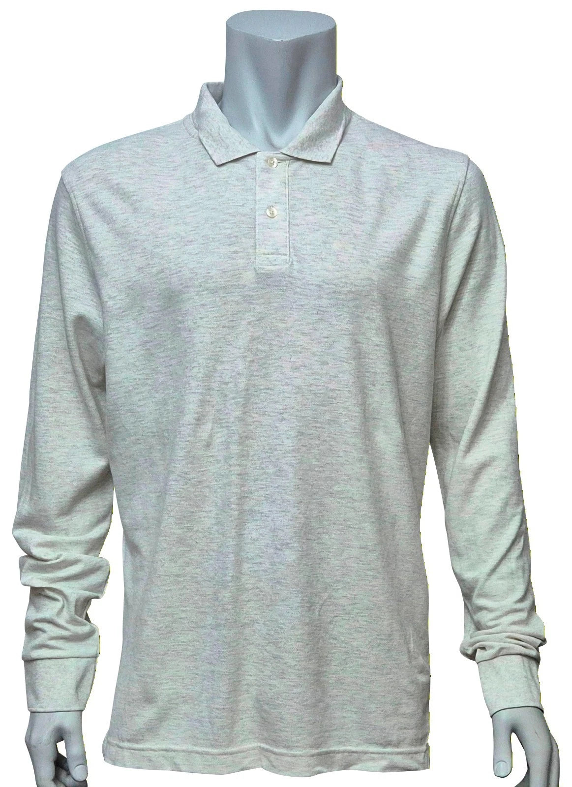 MARKS & SPENCER Mens Ecru Long Sleeve 100% Cotton Polo Shirt Top MRRP £29.99