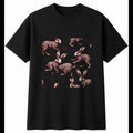 Detailed Flemish Giant Rabbit with Roses Cute Mens T-Shirt Black 100% Cotton