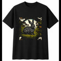 Fantasy Art Rabbit with Flowers Cute Mens T-Shirt Black 100% Cotton Kawaii