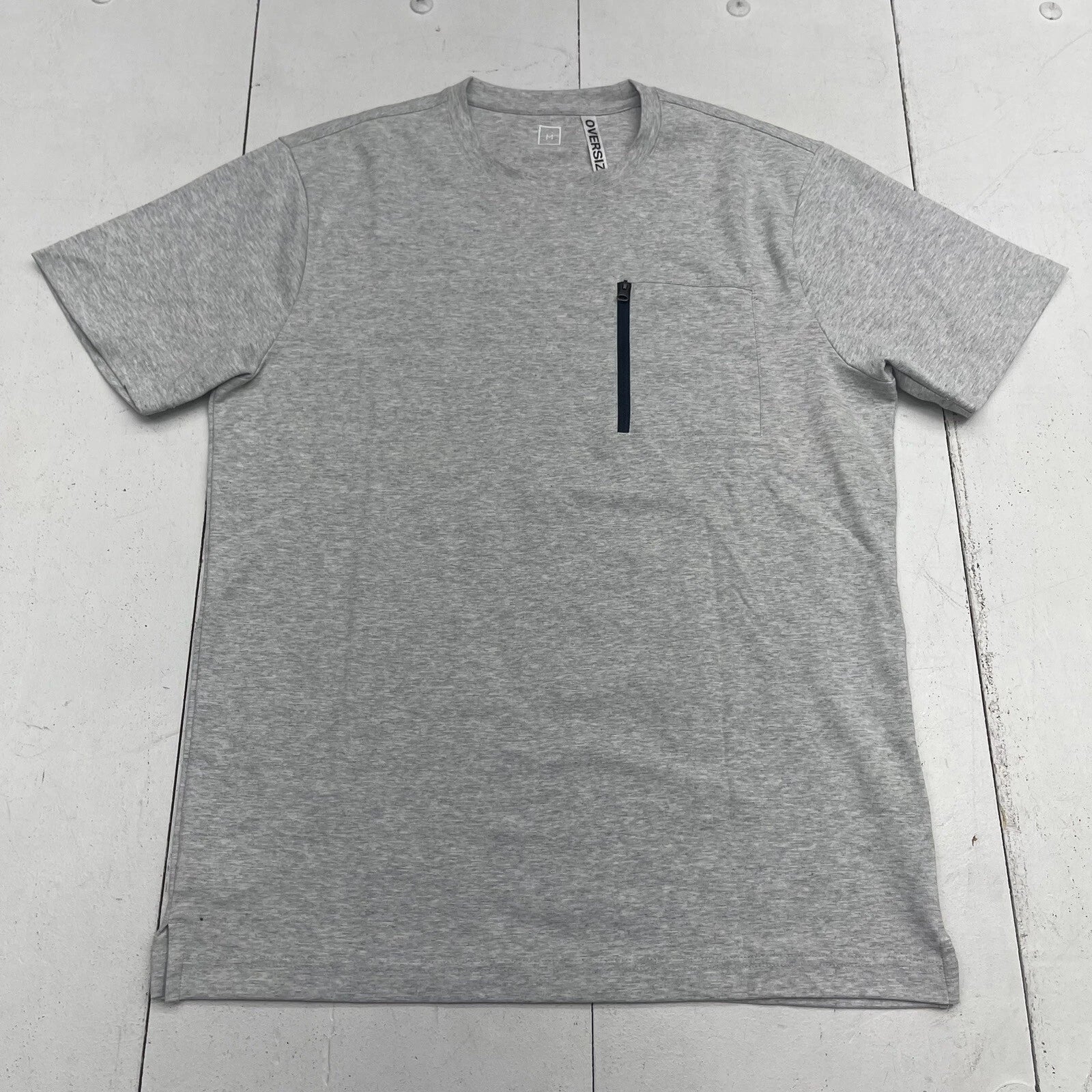 Oversize Gray Zip Front Pocket T Shirt Mens Size Medium