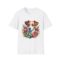 Floral Dog Portrait T-Shirt, Cute Pet Lover Gift, Spring Outfit, Animal Lover
