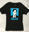 The Office Dwight Schrute photo "False" T-Shirt Black Short Sleeve size Medium