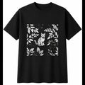 Kitten in Nature Cat Mens T-Shirt Black 100% Cotton Kawaii Adorable