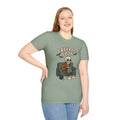 Unisex Softstyle T-Shirt Creep It Cozy Funny Skeleton Knitting Halloween Cobweb