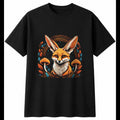 Graphic Fennec Kit with Mushrooms Fox Cute Mens T-Shirt Black 100% Cotton Kawaii