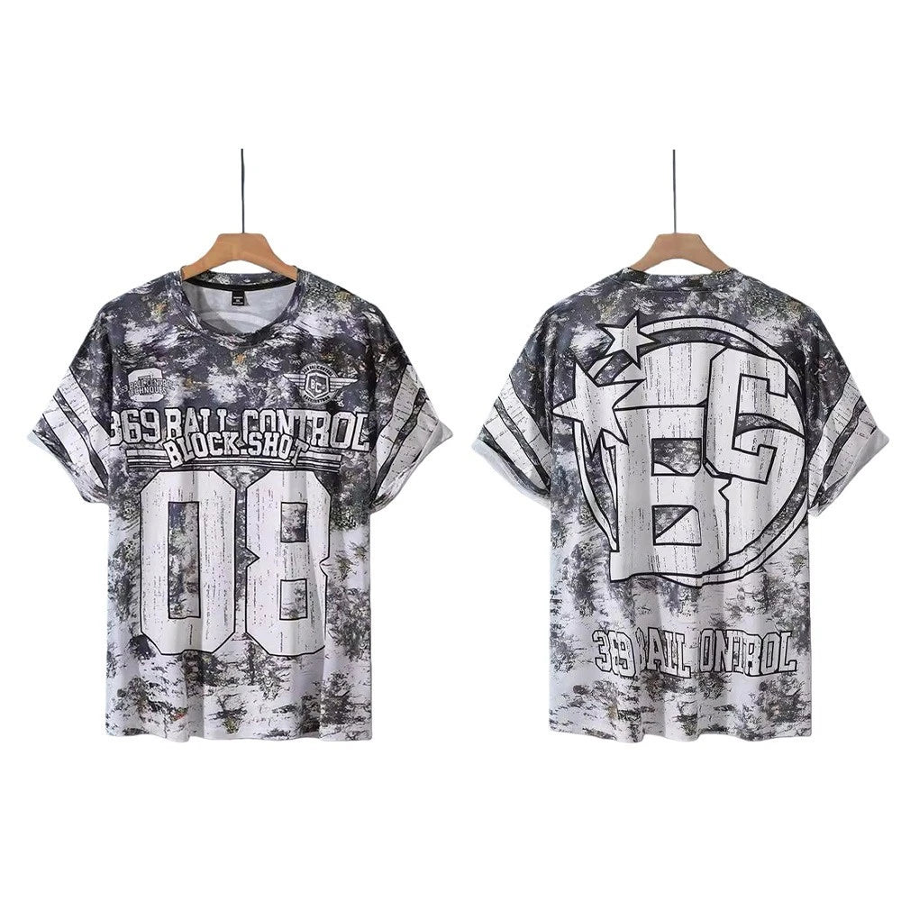 Mens Printed T Shirt Loose Vintage Style Casual for Daily and Vacation Wear
