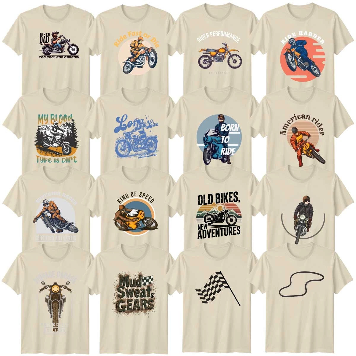 Retro Car And Motorbike Adult T-Shirt Motorcycling Car Lover Gift