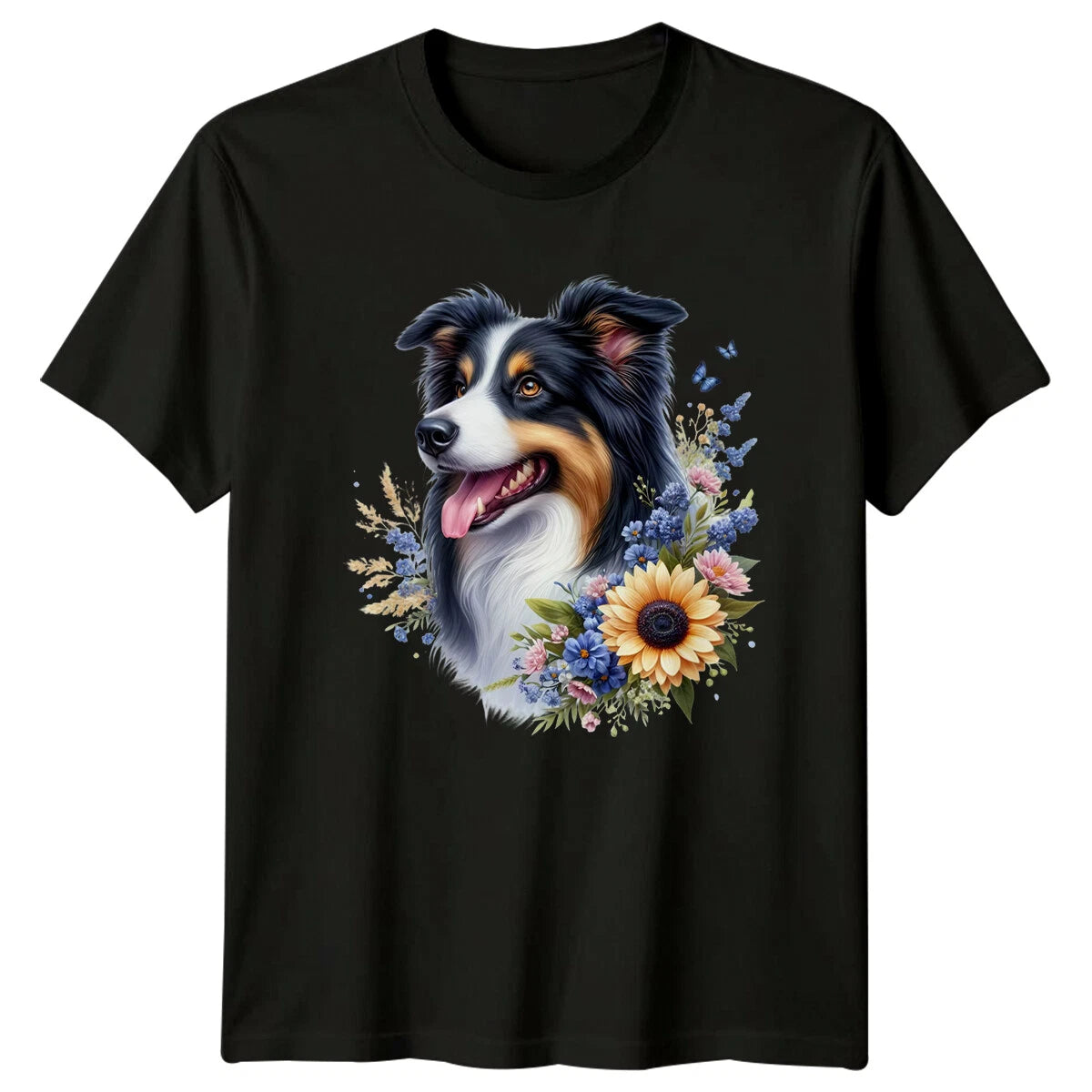 Floral Border Collie Dog Lover T-Shirt, Cute Dog Gift