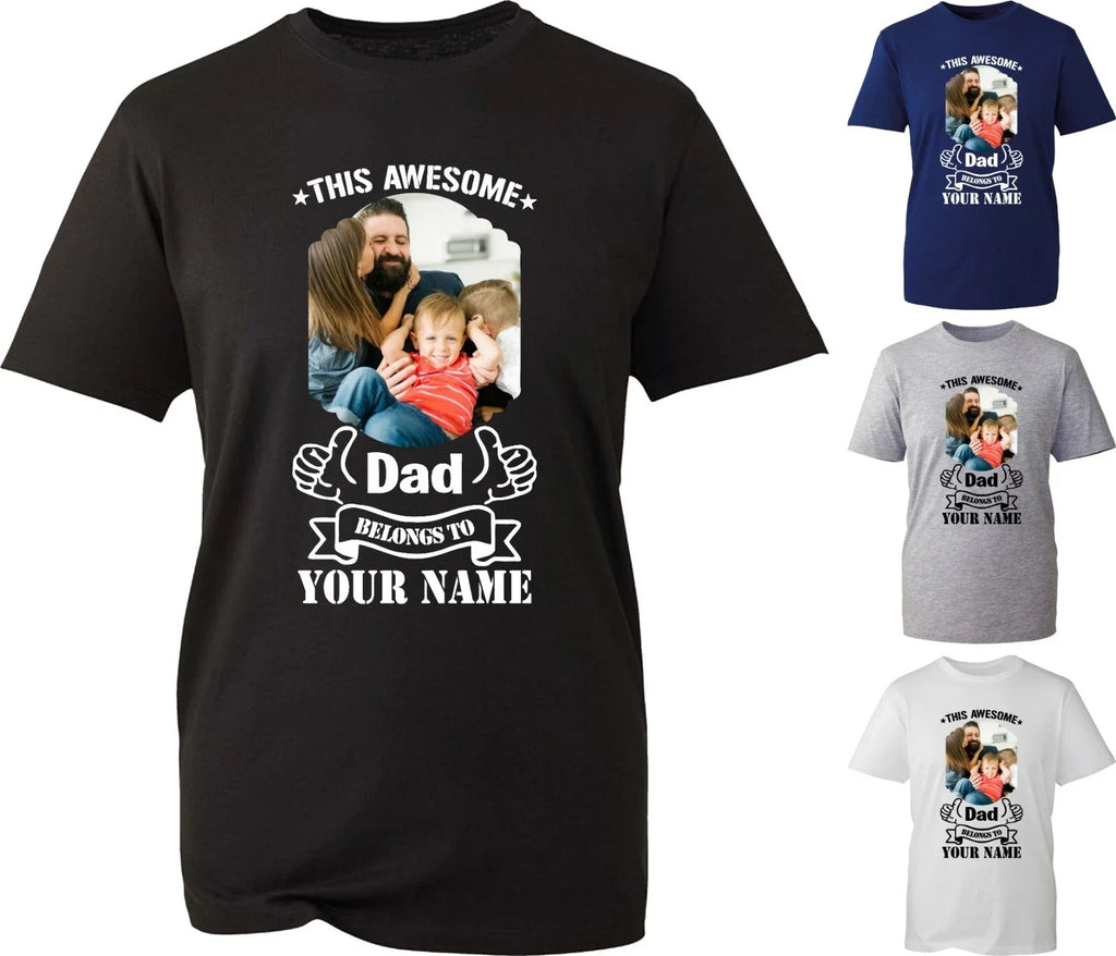 Personalised This Awesome Dad Father's Day Tshirt Your Name & Photo Gift Tee Top