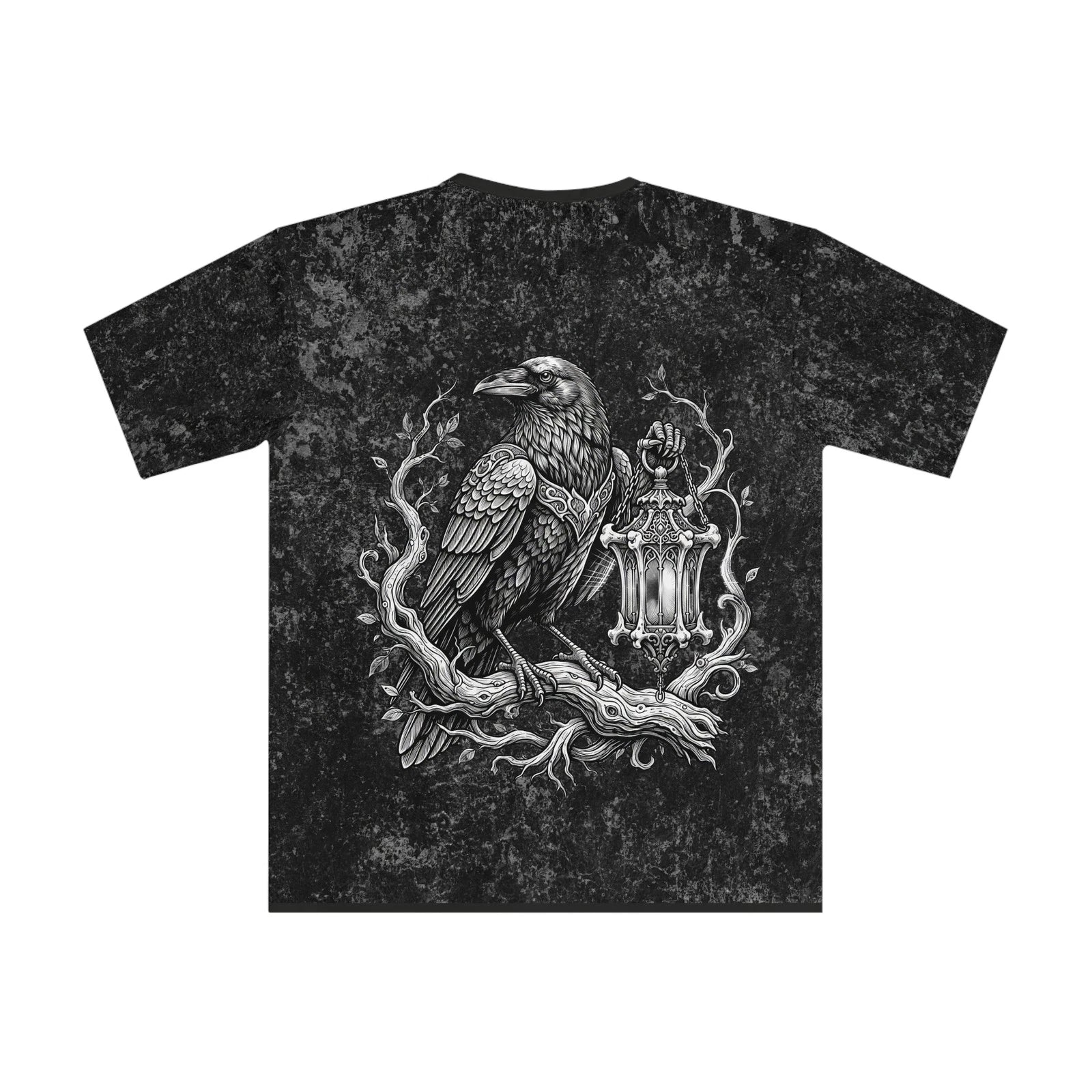 Gothic Raven & Mystic Eye Dark Fantasy T-Shirt - Premium Acid Wash Mineral