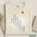 Minimal Pine Tree Sunset Unisex Comfort Colors T-Shirt | Nature Illustration