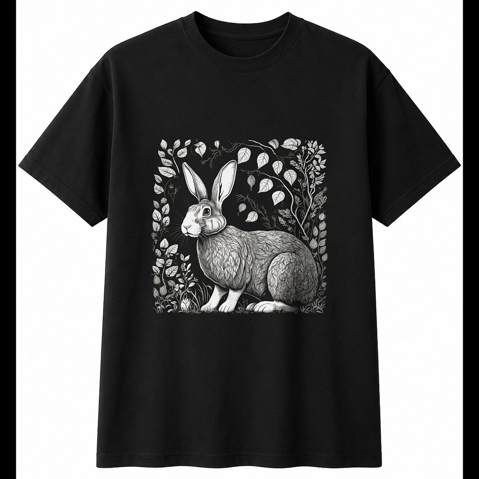 Flemish Giant Rabbit in the Swamp Botanical Mens T-Shirt Cute Kawaii Adorable