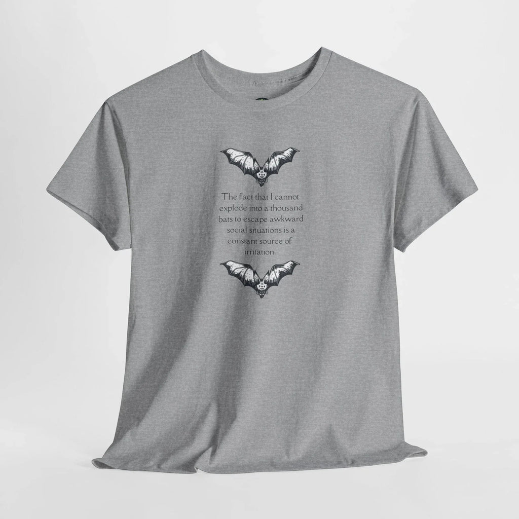 Funny Bat T-Shirt Sarcastic Humor Introvert Nerd Adult Unisex Nature Graphic Tee