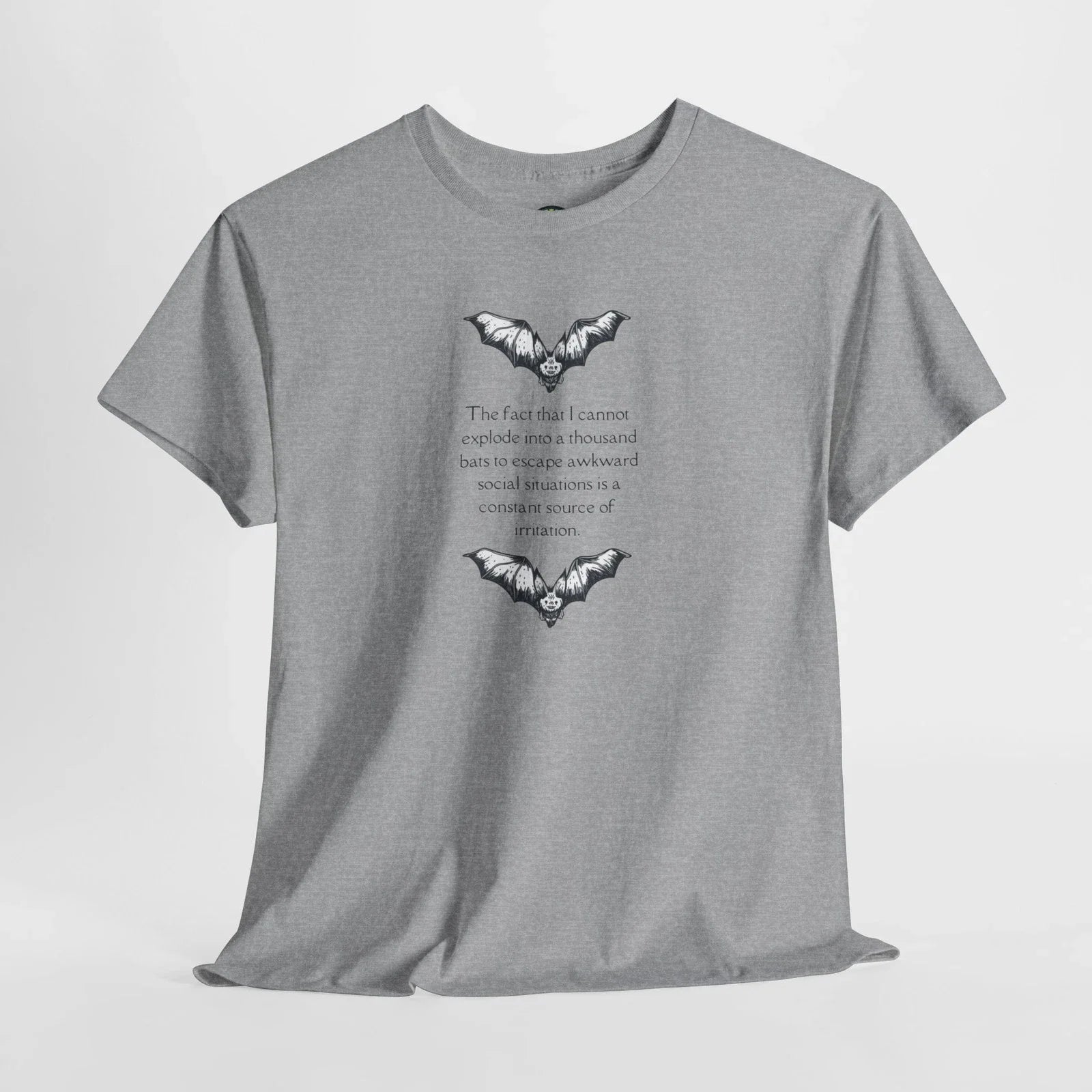 Funny Bat T-Shirt Sarcastic Humor Introvert Nerd Adult Unisex Nature Graphic Tee