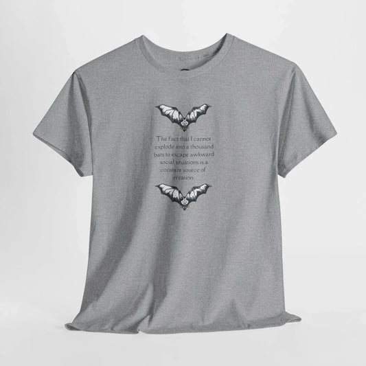 Funny Bat T-Shirt Sarcastic Humor Introvert Nerd Adult Unisex Nature Graphic Tee