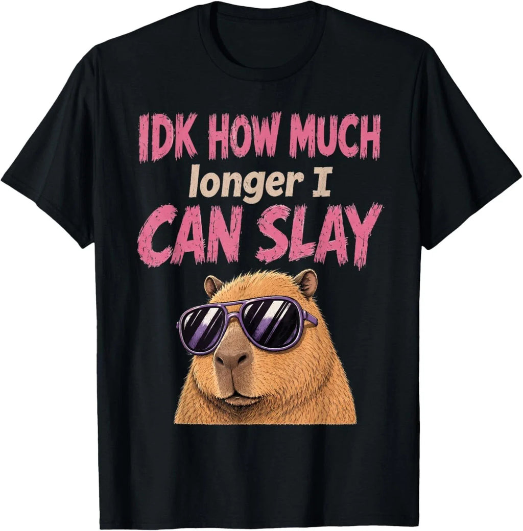 Meme Capybara IDK How Much Longer I Can Slay Teens Funny T-Shirt