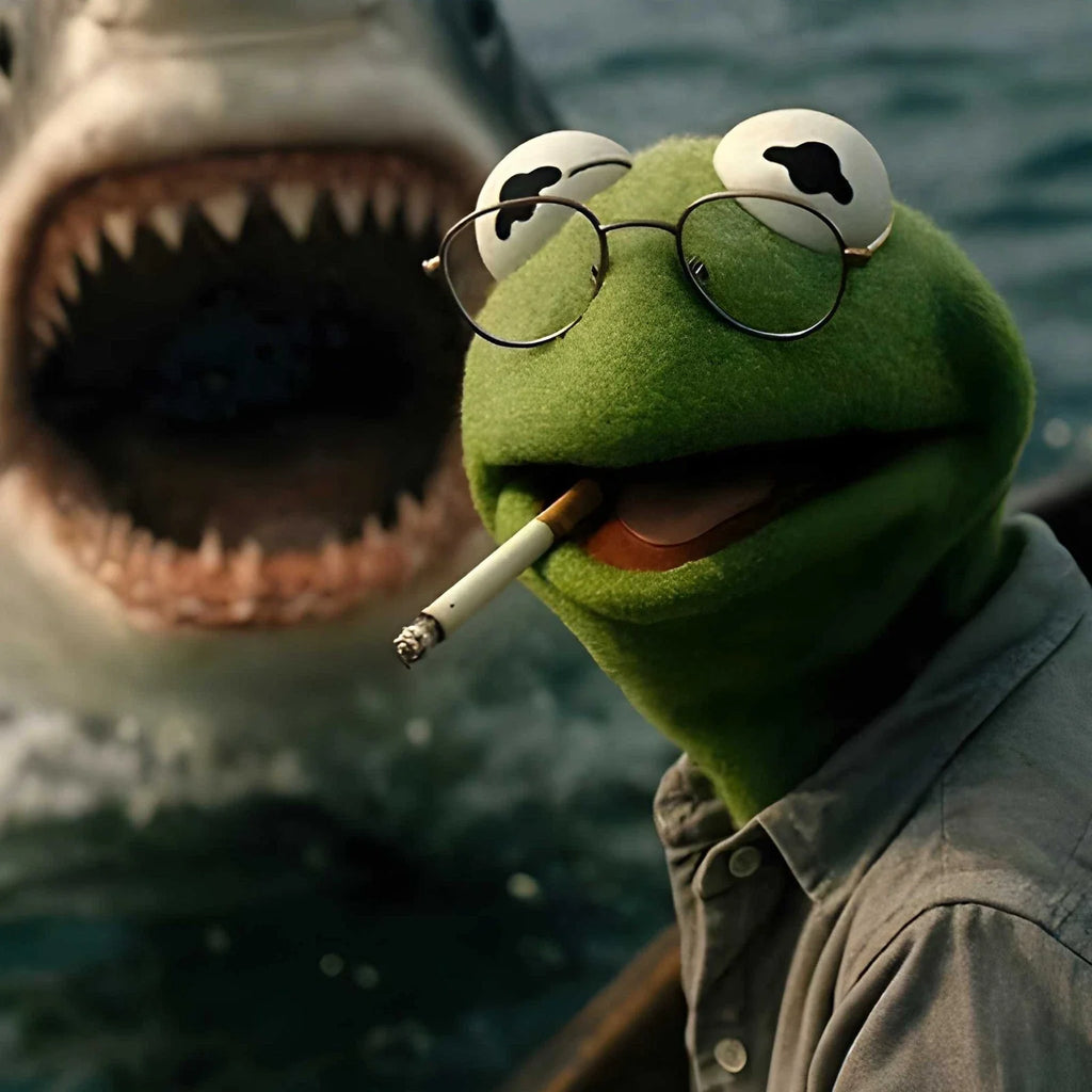 Kermit Shark Selfie T-Shirt | Meme Frog Photo Tee