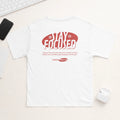 Stay Focused White Cotton T-Shirt Motivational Graphic Back Print Unisex Size S
