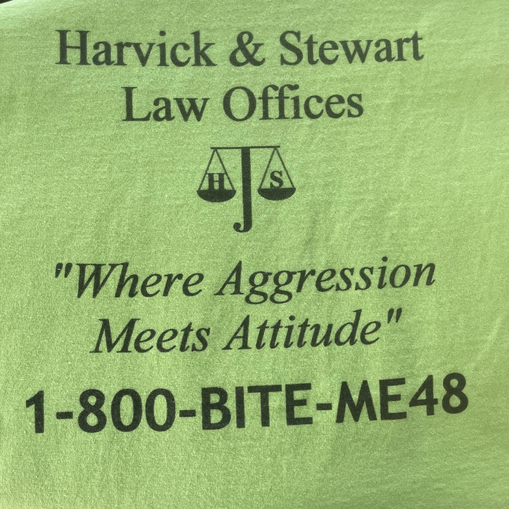 Men’s T-shirt Large Funny Humorous Lawyer 1-800-BITE-ME 48 Cotton Law Offices