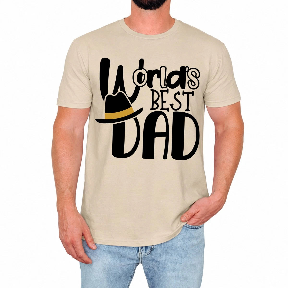 Funny Worlds Dad Mens T-Shirt Stylish Casual Cute Fashion Gift For Him