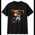 Anime Rex Rabbit with Flowers Cute Mens T-Shirt Black 100% Cotton Tee Kawaii