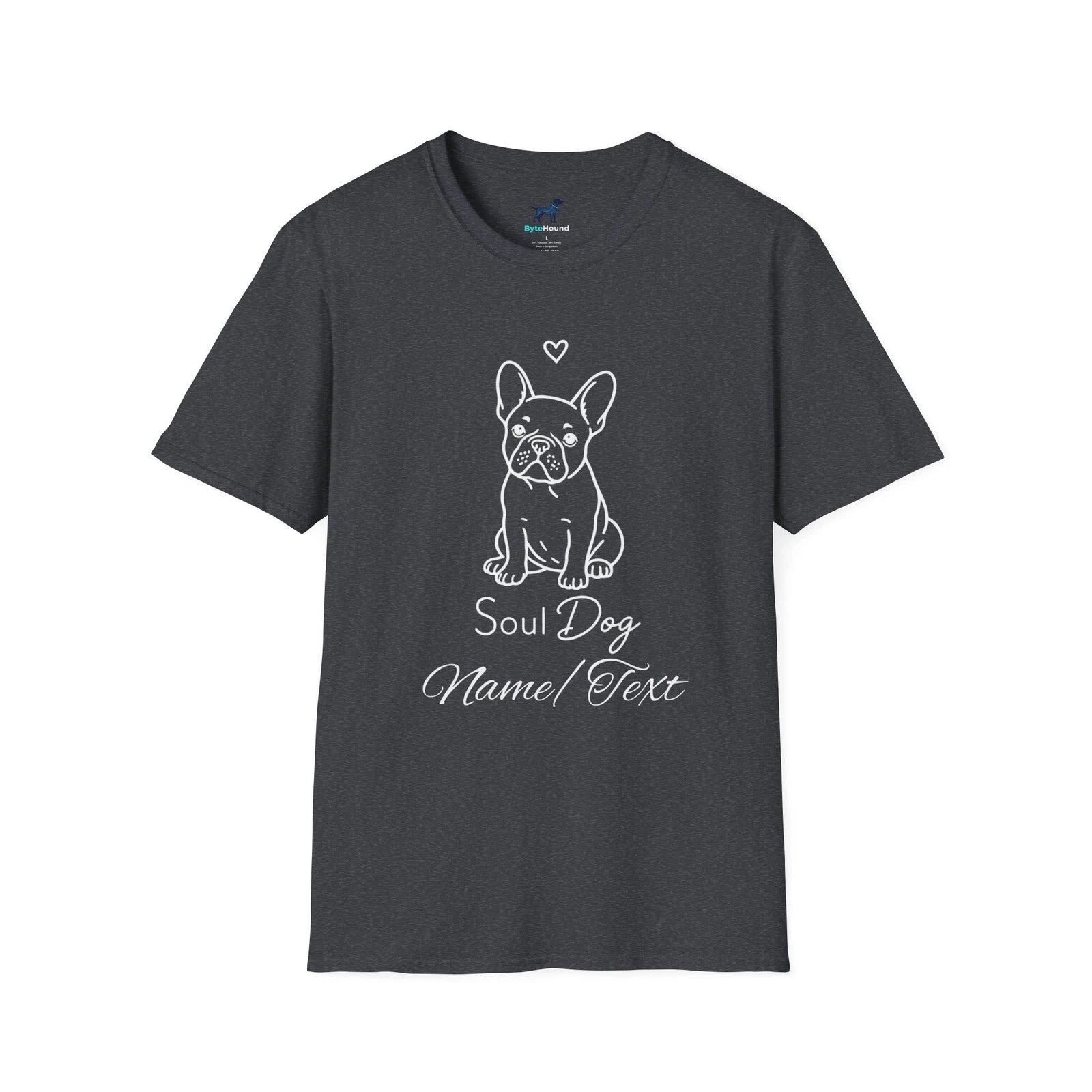 French Bulldog "Soul Dog" Sketch T-Shirt | Custom Name Text Personalized