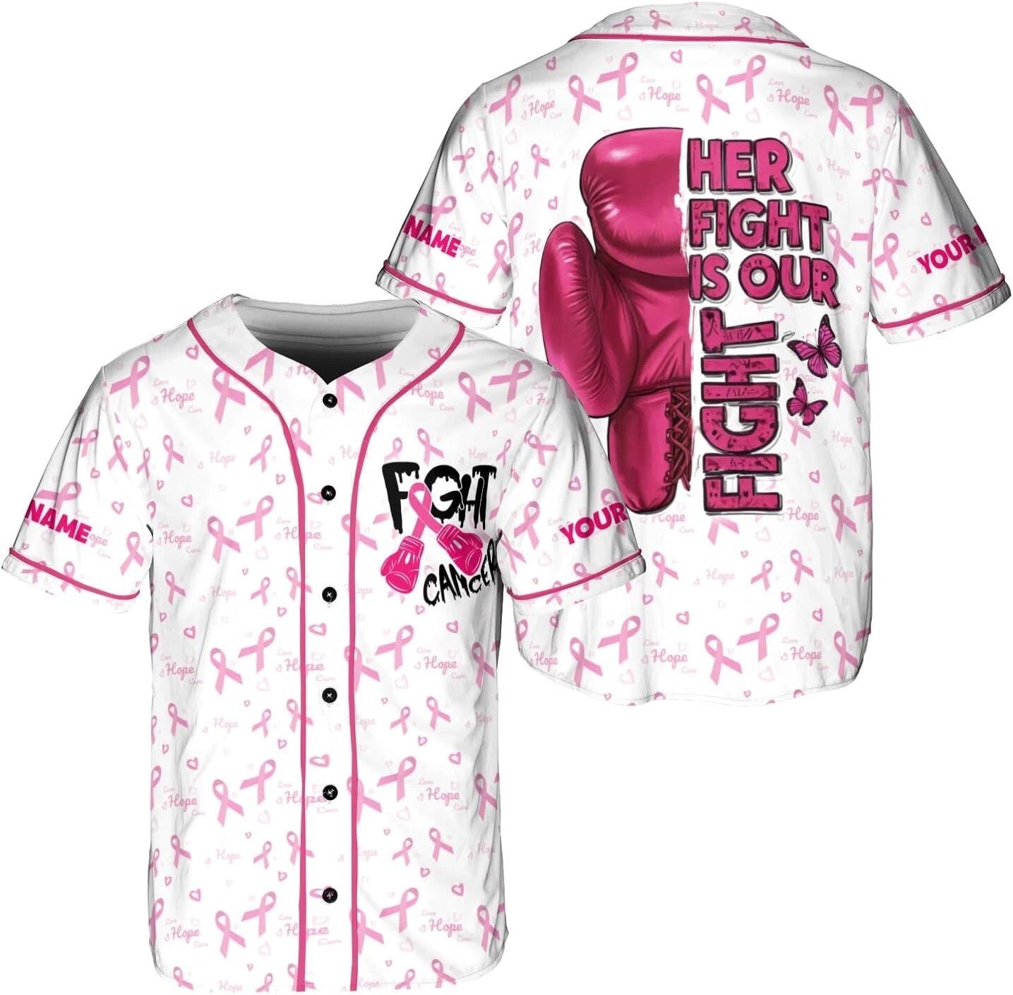 Custome Breast Cancer Jersey, Pink Ribbon Awareness Soccer Shirt 3D