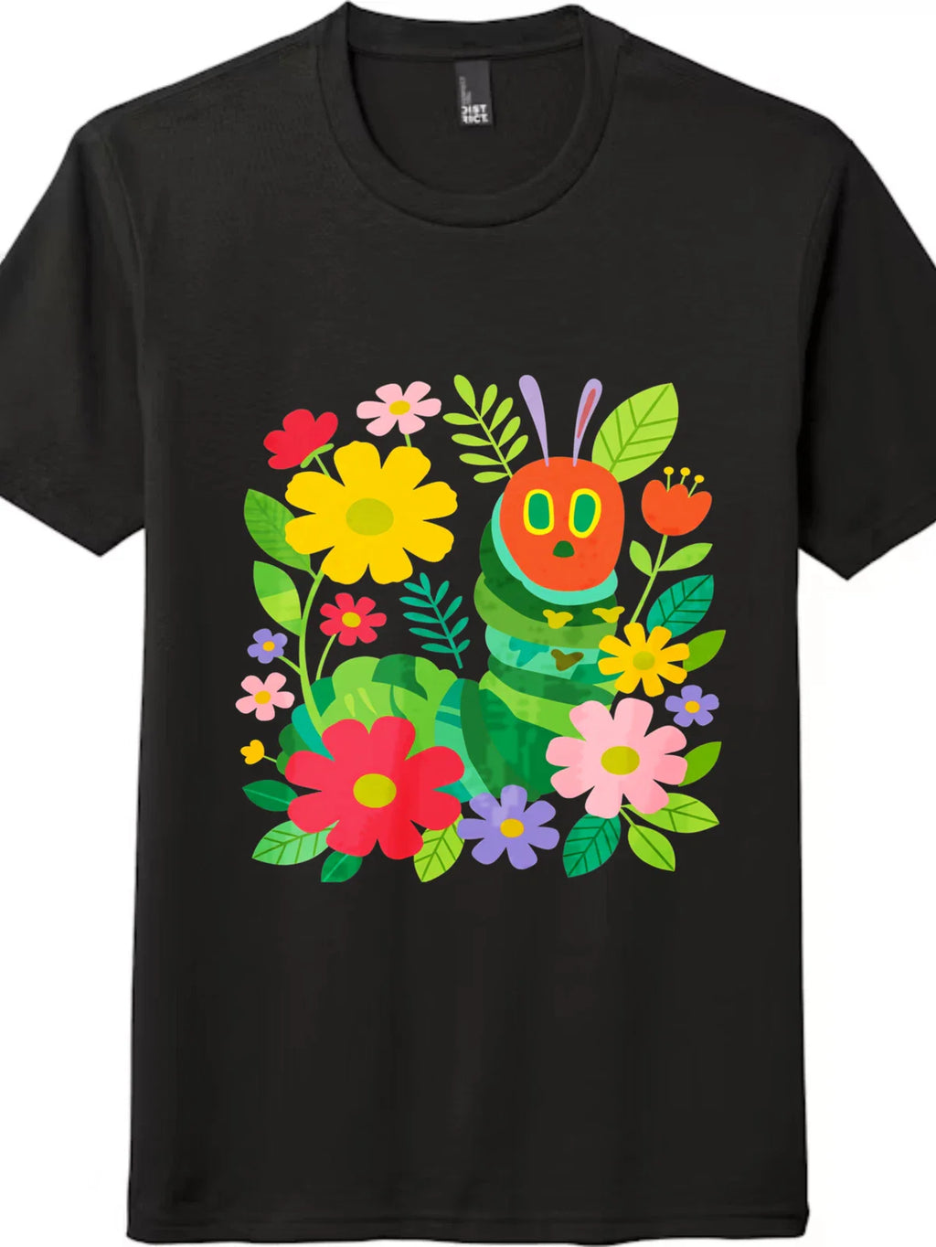 Whimsical Caterpillar & Flowers T-Shirt - Gift for Nature Lovers & Book Fans
