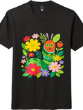 Whimsical Caterpillar & Flowers T-Shirt - Gift for Nature Lovers & Book Fans