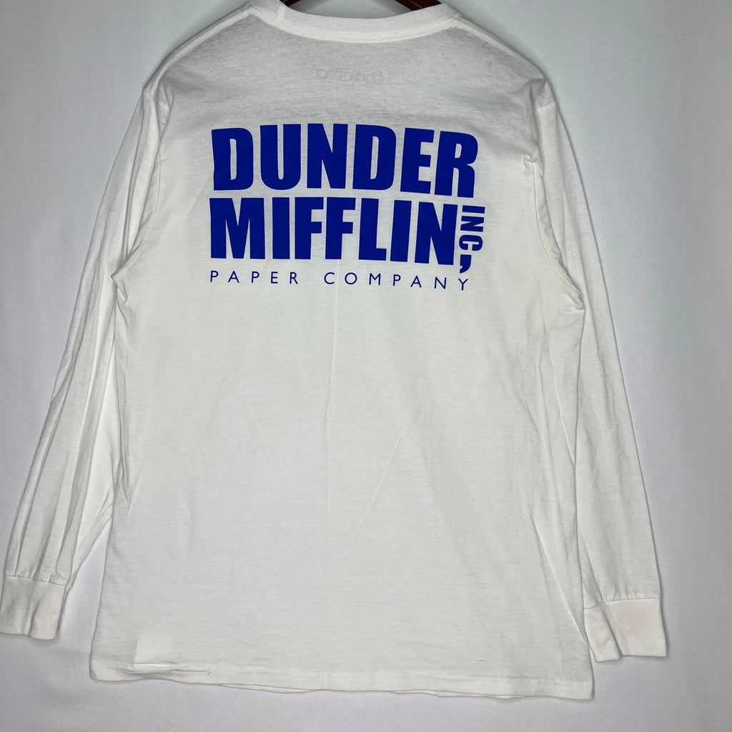 The Office Dunder Mifflin Unisex L White Long Sleeve Graphic T-Shirt