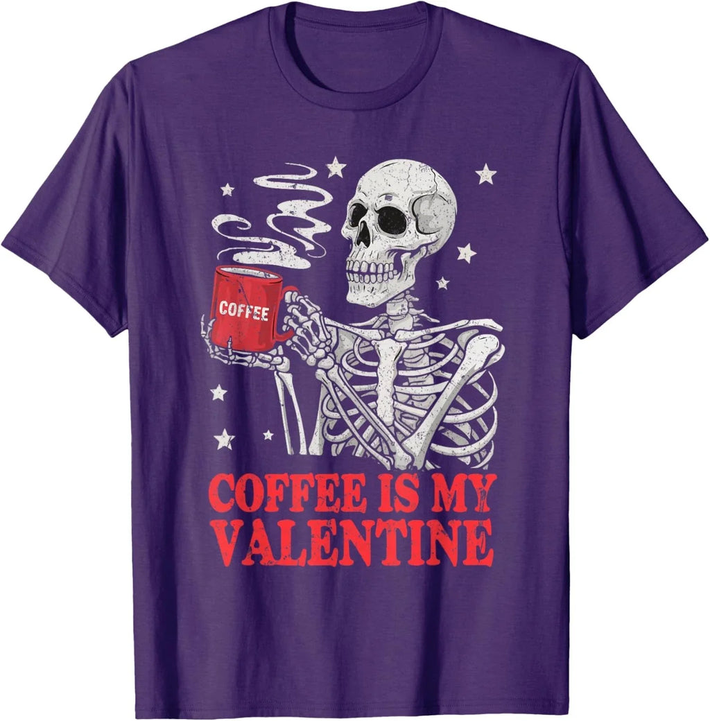 Skeleton Coffee Is My Valentine Funny Valentines Day Unisex T-Shirt