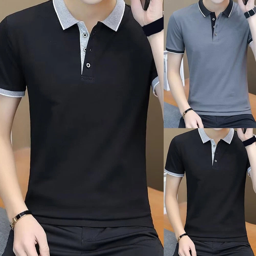 Men's Casual Slim Fit Short Sleeve T-Shirt Ribbed Texture Slight Stretch