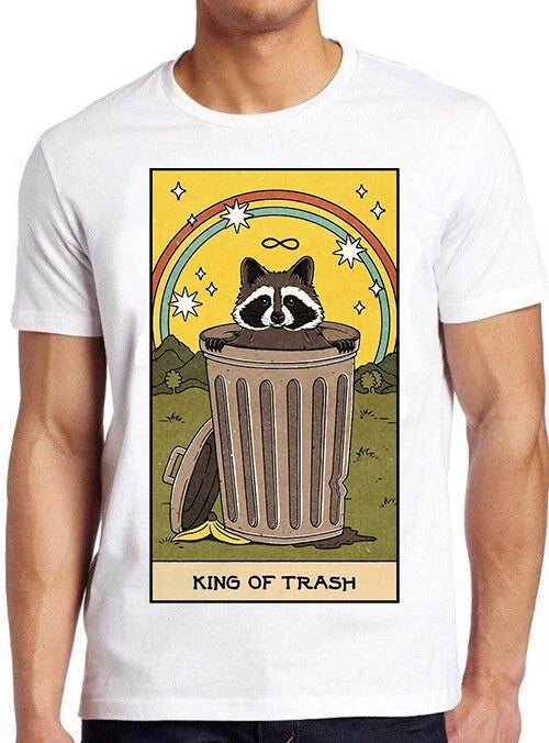 King Of Trash Raccoon Tarot Card  Meme Gamer Cool Cult Movie Gift T Shirt M822