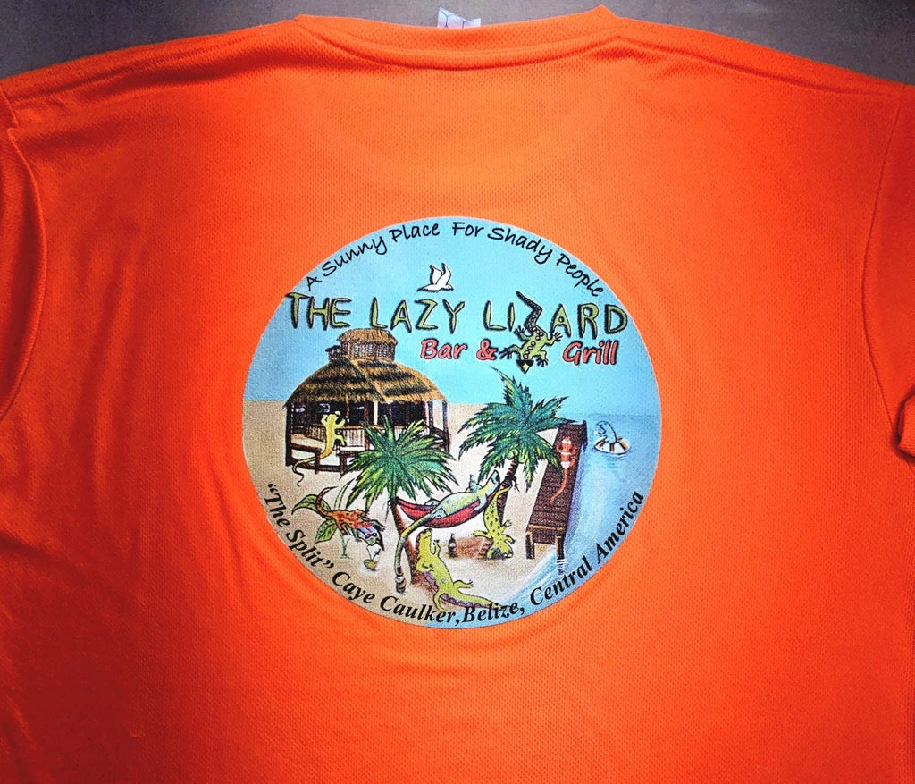 Lazy Lizard Belize Graphic Tee XL Orange Performance Shirt Mens B11