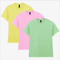 Gildan Heavy Cotton T-Shirt 3 Pack | Mens Sorbet Shades Pastel Summer Tee