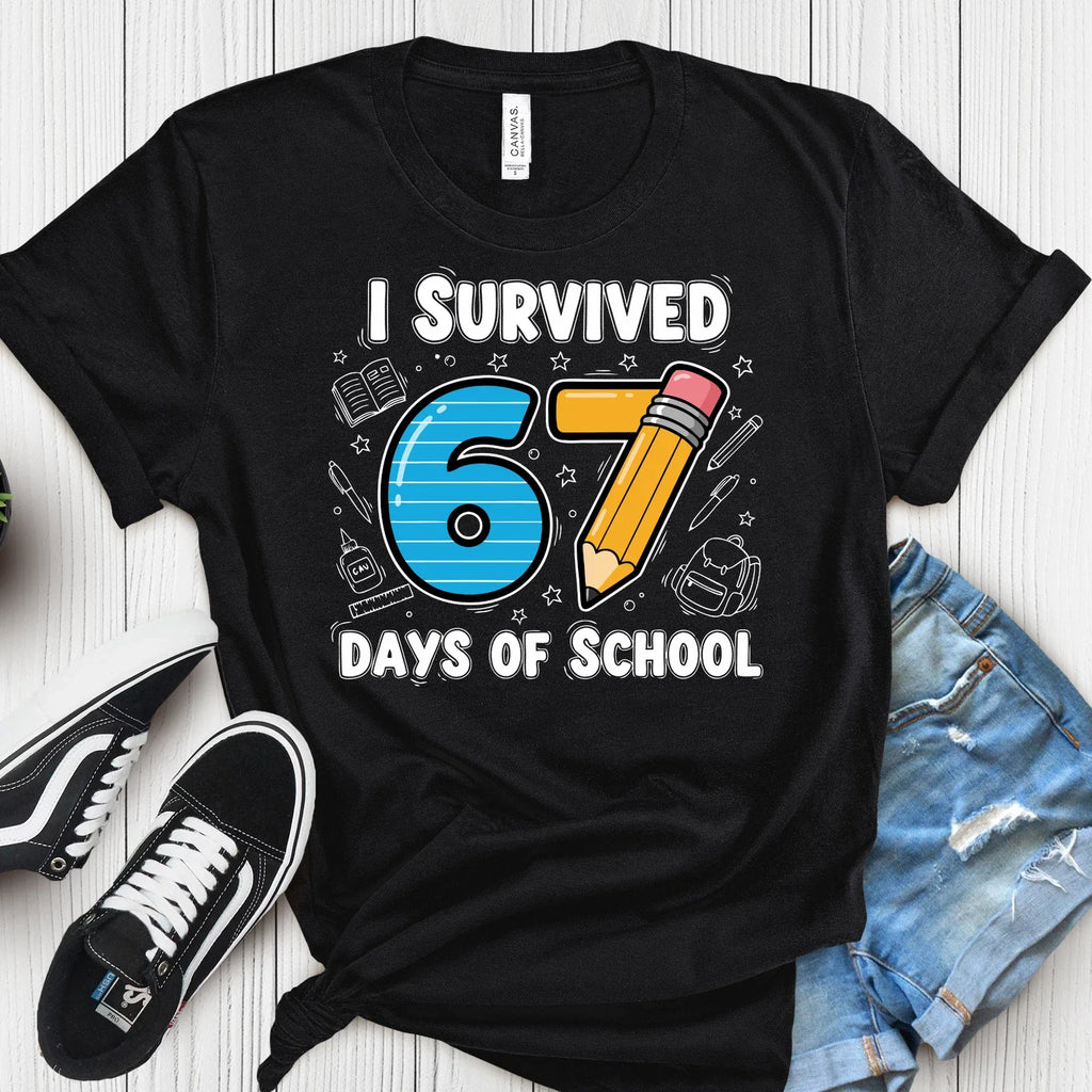 I Survived 67 Days of School – Funny School Meme Teachers Students unisex shirt