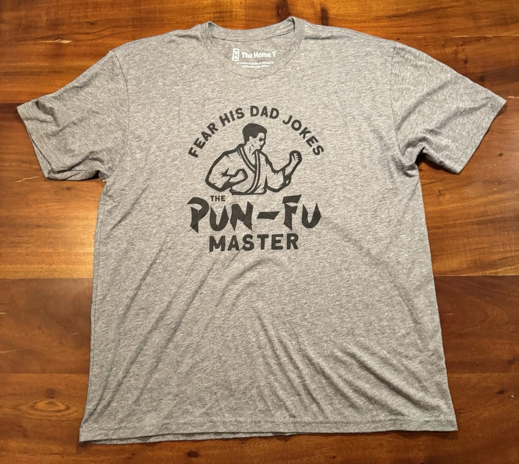 The Home T Mens Gray “Dad Joke Pun-fu Master” Tee Sz XXL
