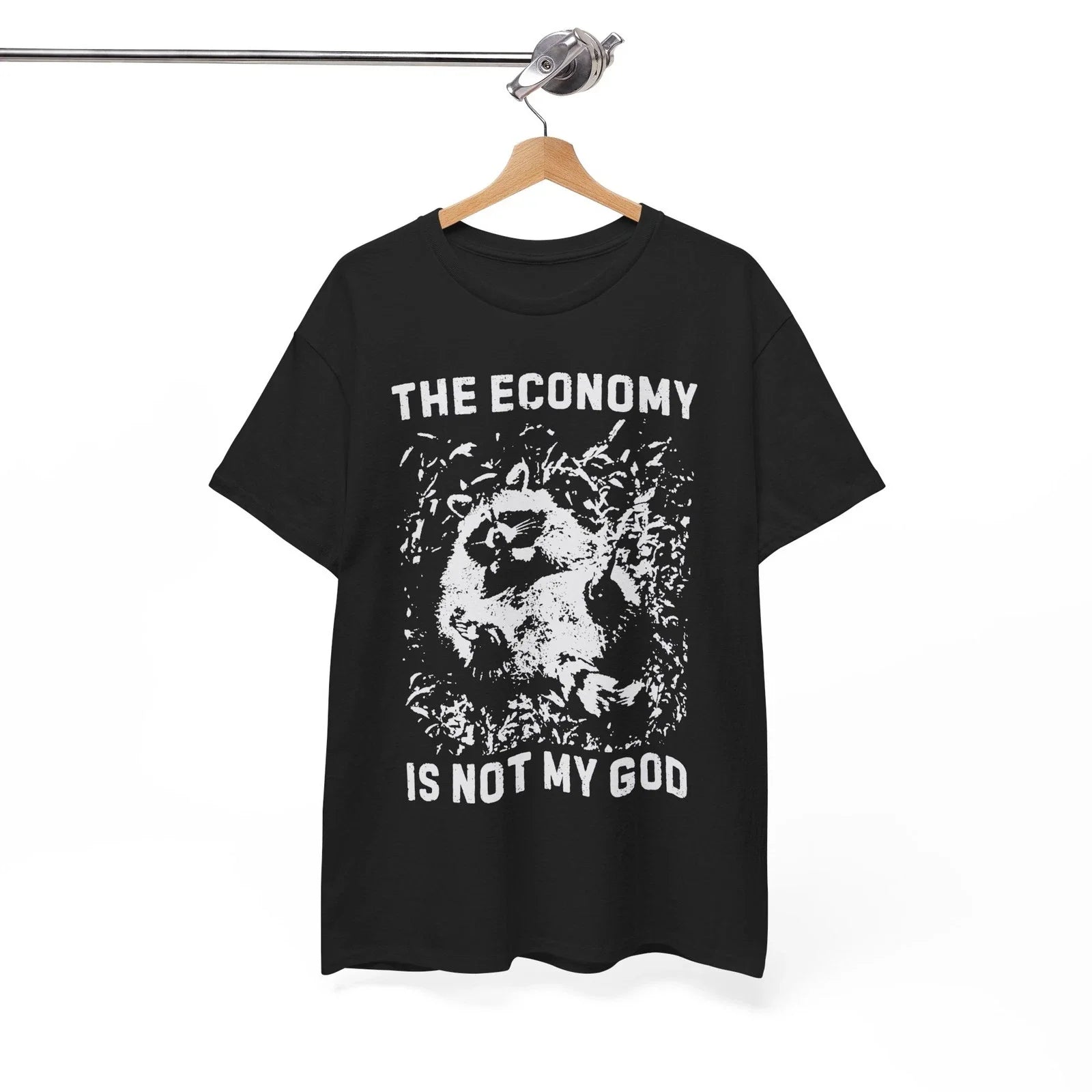 Anarchist Raccoon Economy is not my God Tee, Leftist Trash Punk Unisex Tee