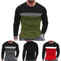 Mens loose round neck long sleeve tshirt colorblocked for multi season wear