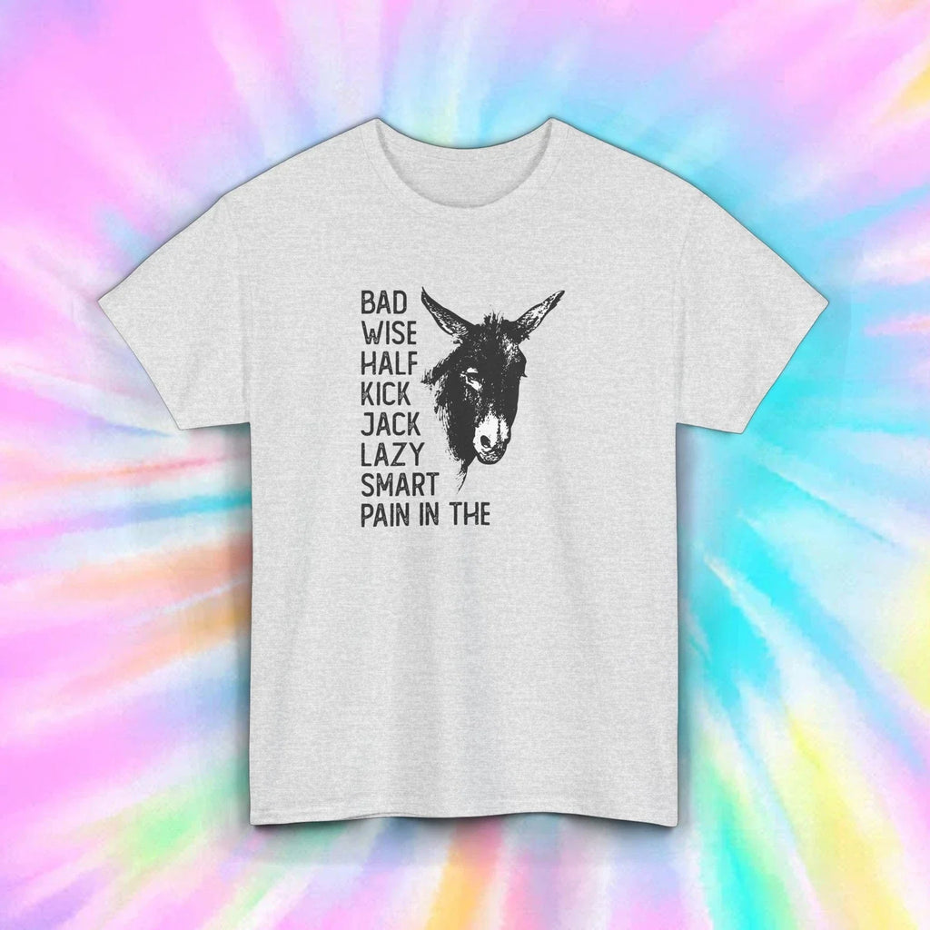 Bad Wise Half Jack Smart Lazy Donkey Funny Graphic T-Shirt S-5XL