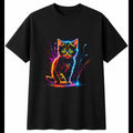 Kitten Neon Cat Cute Mens T-Shirt Black 100% Cotton Adorable Unisex