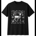 Botanical Lamb with Roses Sheep Cute Mens T-Shirt Black 100% Cotton Kawaii