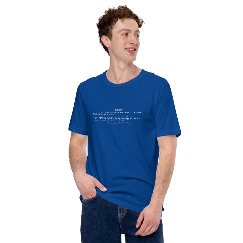 Windows 95 / 98 "Blue Screen of Death" Unisex T-shirt - BSOD Win95 Win98