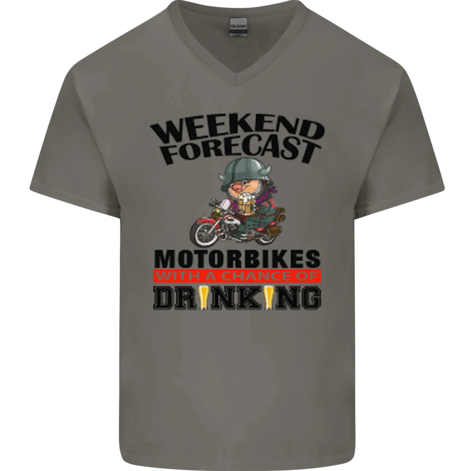 Biker Weekend Forecast Motorbikes Mens V-Neck Cotton T-Shirt