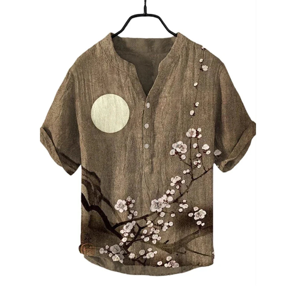 Men's Tops Short Sleeve Blouse Tees Printed Shirtscasual Comfortable Retro *