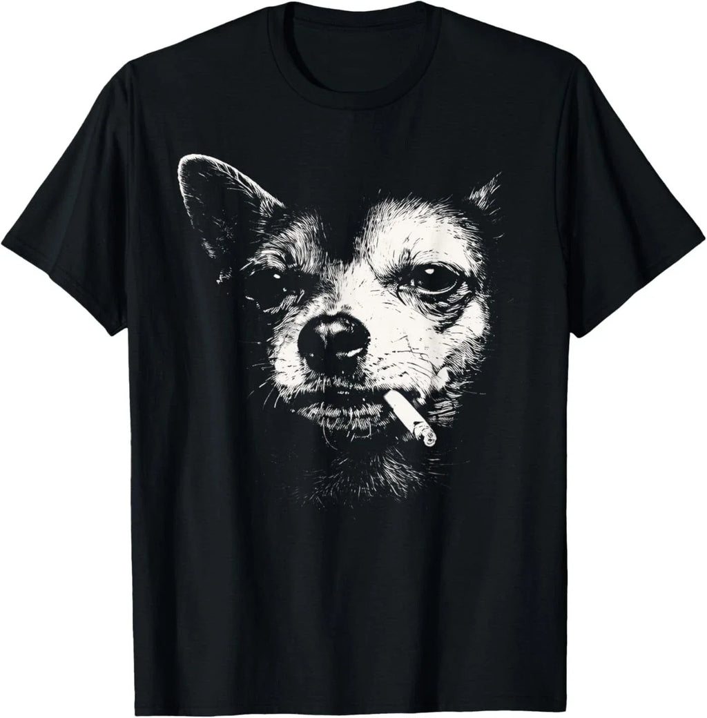 Dog Smoking Cigarette Funny Chihuahua Meme T-Shirt