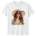 Fashionable Woman Portrait Style Mens Tee Ladies Graphic Top Unisex T-Shirt