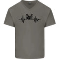 Drum Kit Pulse ECG Drummer Drumming Drum Mens V-Neck Cotton T-Shirt