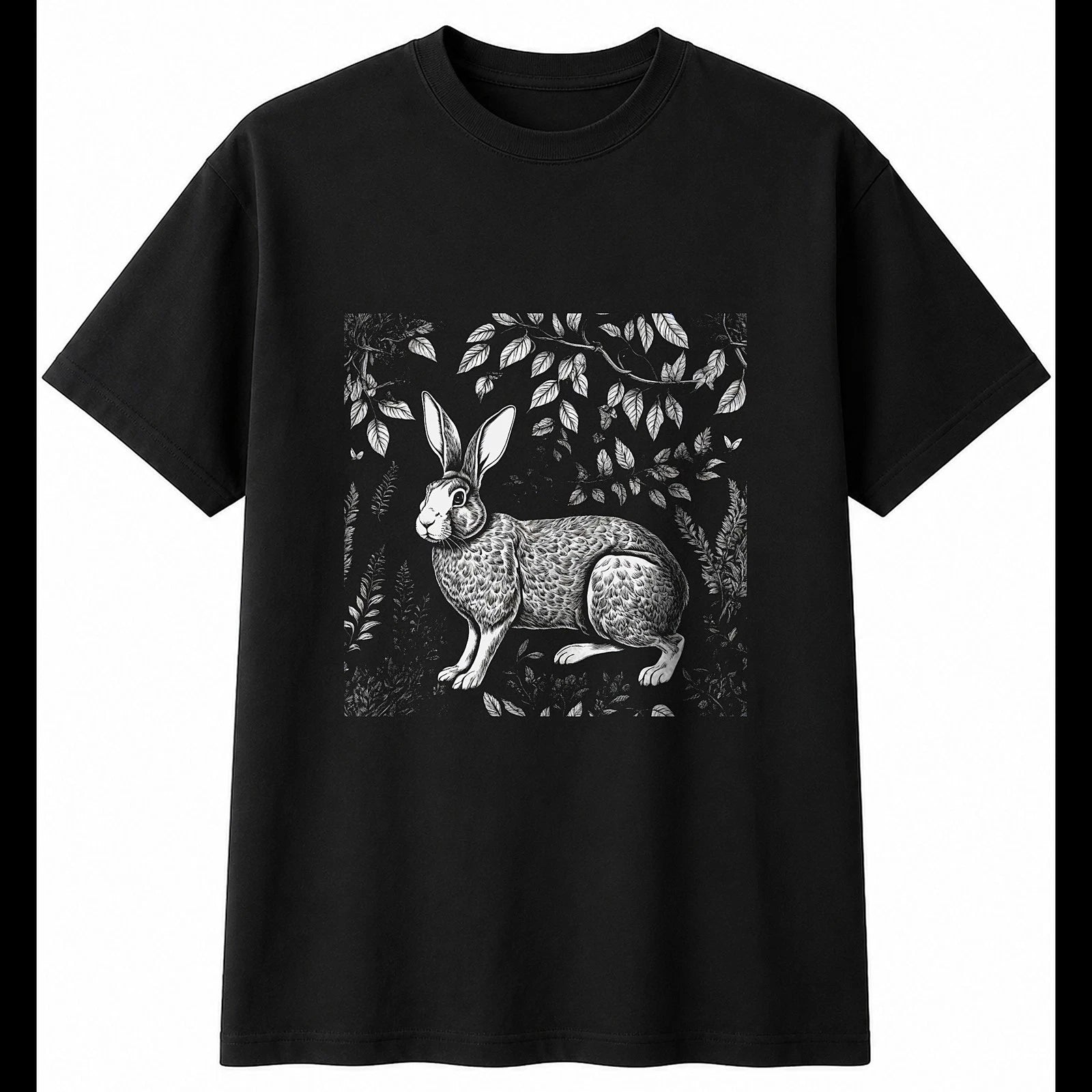 Flemish Giant Rabbit in the Swamp Botanical Mens T-Shirt Cute Kawaii Novelty Tee