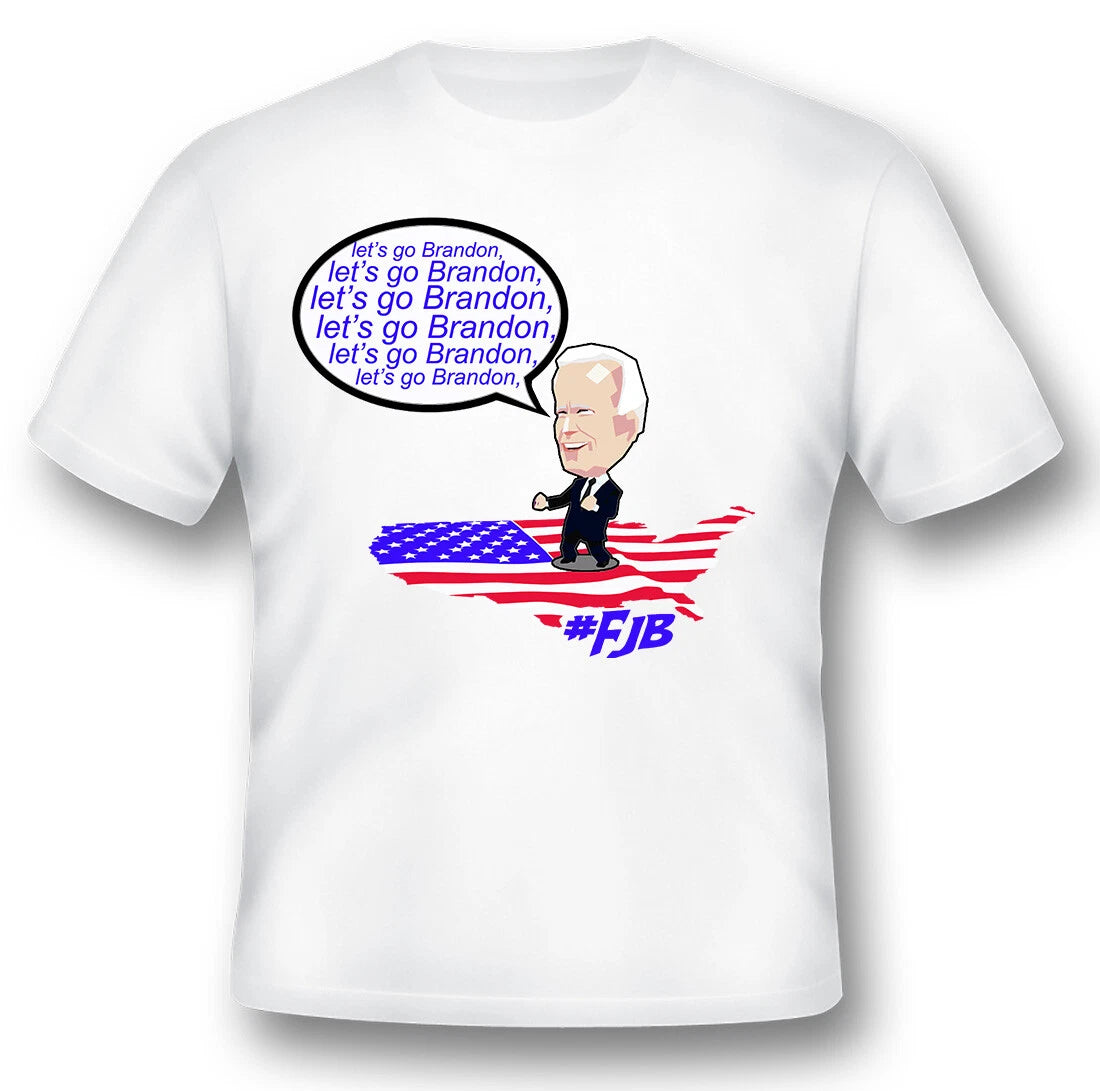 Lets go Brandon Joe walks on American flag black or white tee 2nd amendment Ar15